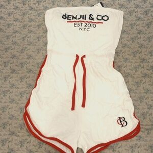 Benjii & CO Signature Red Line Romper - White